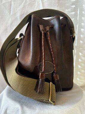 Dooney Bourke Leather Bucket Bag Brown Drawstring Crossbody Vintage
